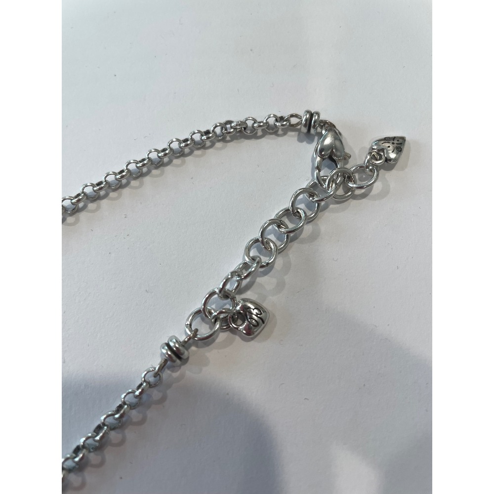 Brighton Two Tone Silver Gold Heart Square Pendant Scroll Bead Rolo Necklace - Picture 3 of 4